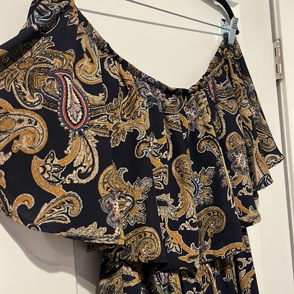 Audrey 3+1 Off-the-shoulder Multi-Coloured Wide-Leg Calf Length Jumpsuit Size M - Picture 2 of 7